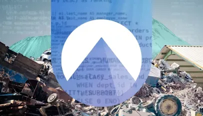 Logo de Codeberg con iconos de IA tachados y código en primer plano